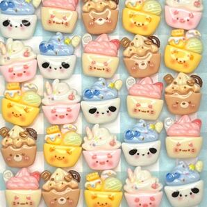 NO.212 ミニサイズ デコパーツ アニマルカップサンデー 1個20円 5種×各1個セット95円