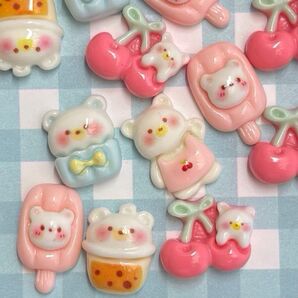 【限定SALE】NO.153 小さいデコパーツ クマとクマフード 5種×各5個の25個250円