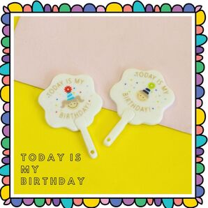 NO.167 デコパーツ birthday FAN 1個22円 選択自由10個で190円
