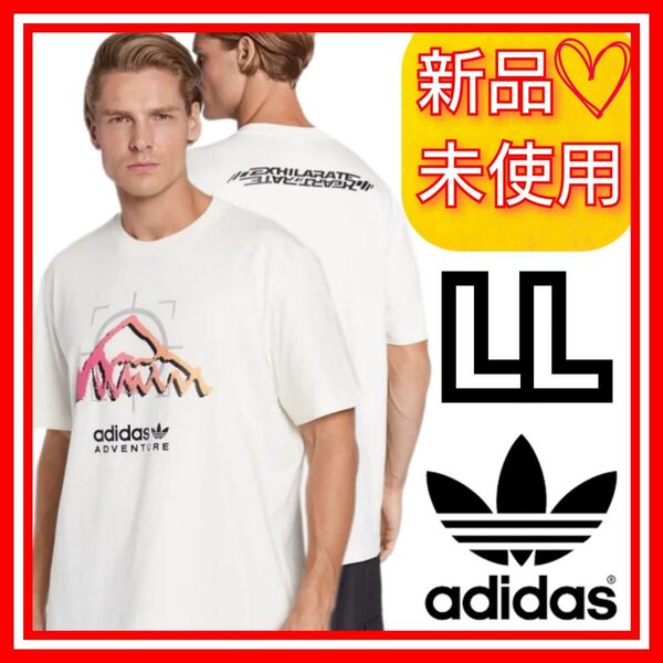 【LL】アディダスオリジナルス アドベンチャー ライド 半袖 Tシャツ 新品未使用 タグ付き 背面プリント ゆったりサイズ