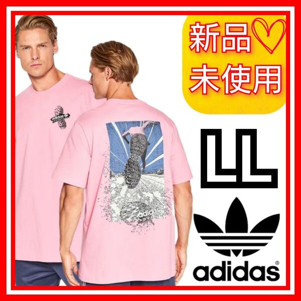 【LL】アディダスオリジナルス アドベンチャー トレイル 半袖 Tシャツ 新品未使用 タグ付き 背面プリント 着丈長め