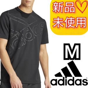 【М】アディダス ロゴグラフィック 半袖Tシャツ 新品未使用品 タグ付き 吸汗速乾 AEROREADY素材 ブラック