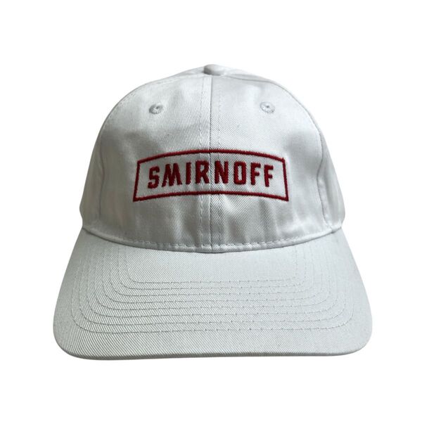 【キャップ/帽子】SMIRNOFF (スミノフ) ノベルティ ビンテージ ベースボールキャップ 刺繍 ホワイト 白 レッド 赤