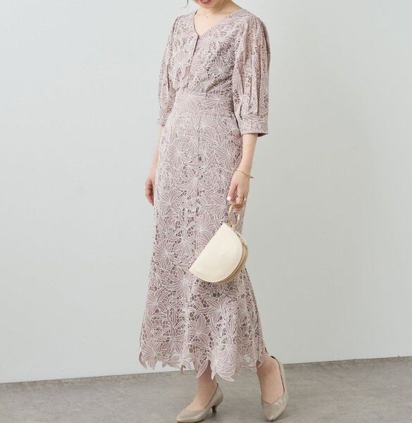 ■最終価格《natural couture》配色レースタックスリーブブラウス配色スカラップレーススカート セットアップ売り