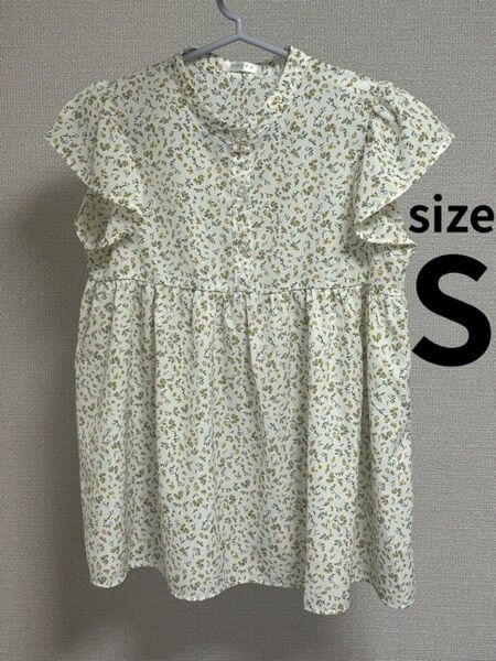 Honeys COLZA コルザ ブラウス 半袖 袖フリル Sサイズ 花柄ブラウス【クーポンで¥300円!】