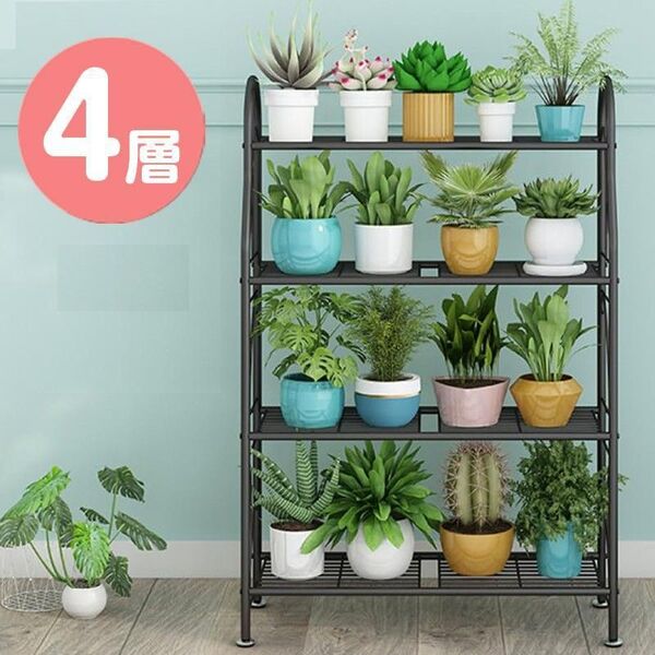 フラワースタンド 花台 4段プランタースタンド 錬鉄製 (白) 花台