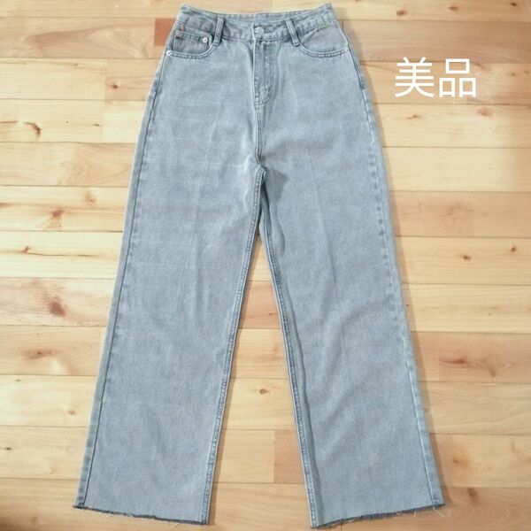 デニム ハイウエスト ジーパン デニム ワイドデニム ワイドパンツ デニム レディース 美品