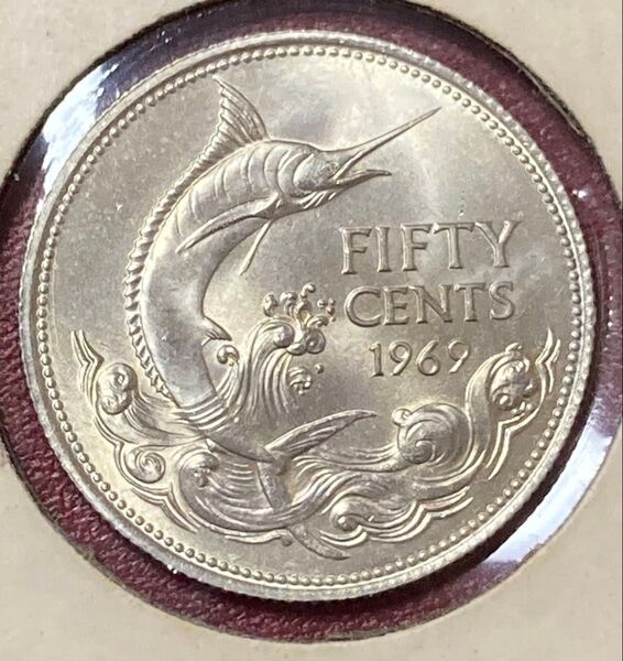バハマ諸島 50セント銀貨 1969年