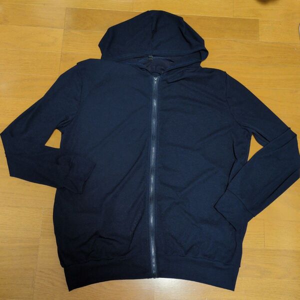 ②薄手ジップアップパーカー 紺色 Lサイズ