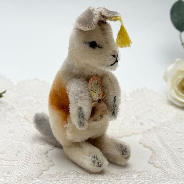 送料無料★シュタイフ★Kangaroo Linda 14cm オールID★最小サイズ/カンガルーのリンダ★ビンテージ★Steiff