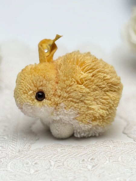 送料無料★シュタイフ★Woolen Rabbit 8cm★ぽんぽんラビット/ウサギ/兎/イエロー系★ビンテージ★Steiff