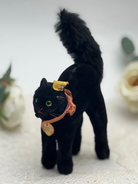 送料無料★シュタイフ★Black Tom Cat 14cm オールID完品★初期№付き/ブラックトムキャット/黒猫★Steiff
