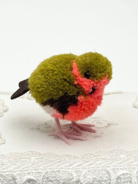 送料無料★シュタイフ★Woolen Bird 8cm★ぽんぽんバード/小鳥/ウグイス色の鳥★ビンテージ/アンティーク★Steiff