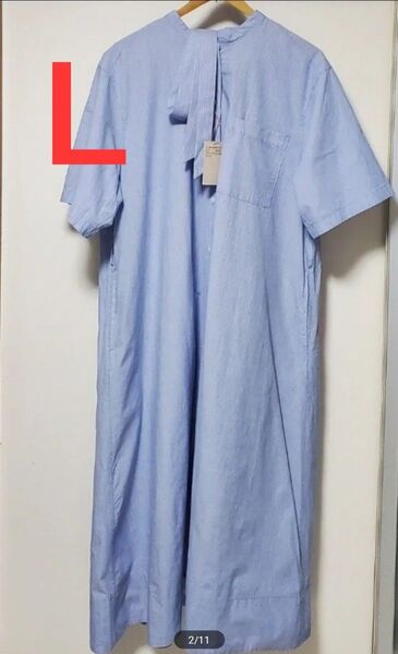 25SS新作 無印良品 婦人 涼感 半袖シャツワンピース Lサイズ