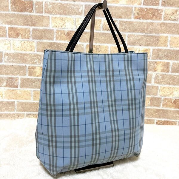 Burberry バーバリー ロンドン ノバチェック トートバッグ ライトブルー