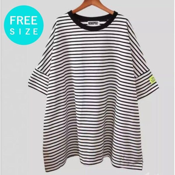 レディース tシャツ ボーダー ドロップショルダー ビッグシルエット 半袖