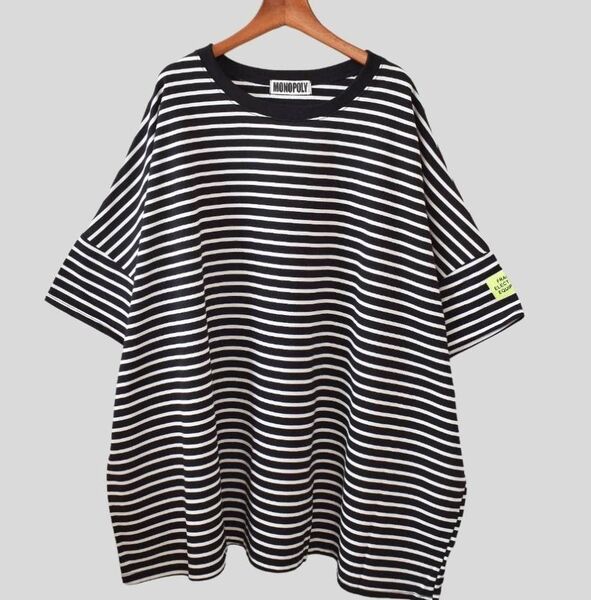 レディース tシャツ ボーダー ドロップショルダー ビッグシルエット 半袖