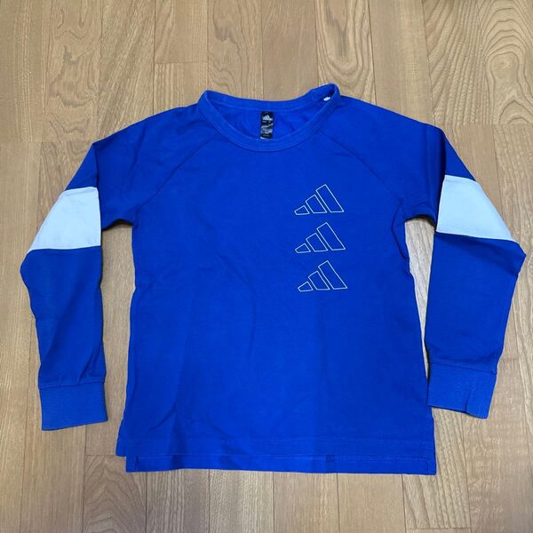 アディダス 長袖カットソー ロンT キッズ 130 ブルー 長袖Tシャツ