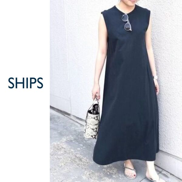 SHIPS any オゾン ノースリーブワンピース