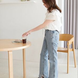 DISCOAT USコットンデニムフレアパンツ サックスブルーSサイズ