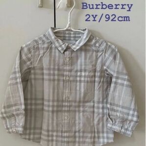 【中古品】Burberry バーバリー キッズ 長袖シャツ 92cm 2y バーバリーチェック グレー