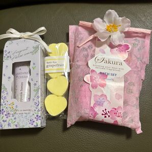 アフタヌーンティー 入浴剤 ハンドクリームセット バスセット 桜 発泡入浴剤