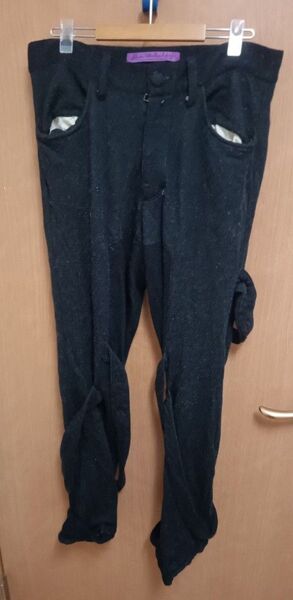 アレキサンダーリーチャン AlexanderLeeChang 変形紐 ウール ニット パンツ ブラック オシャレ