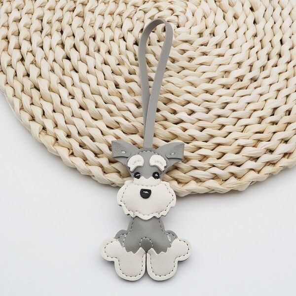 【グレー】シュナウザー 犬 キーホルダー キーチャーム バッグチャーム 可愛い ストラップ