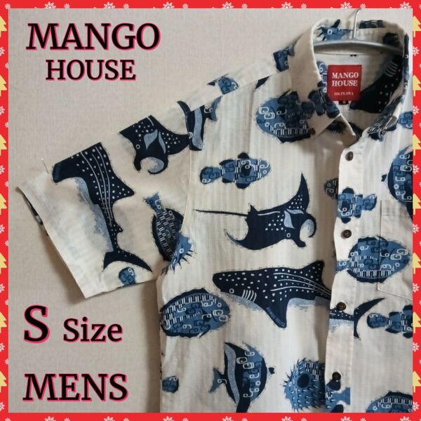 【MANGOHOUSE】かりゆしウェア アロハシャツ おきなわかりゆし 半袖 美品