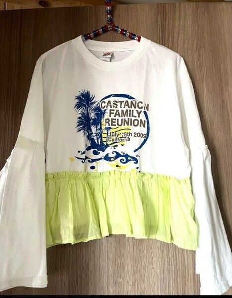 【一点物】輸入Tシャツリメイク フレア袖トップス