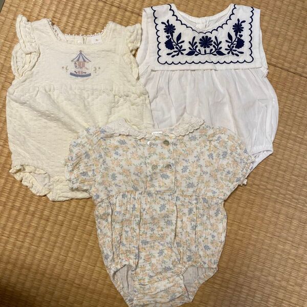 ベビー服 女の子 ロンパース 3着まとめ売り テータテート コトリ 海外服