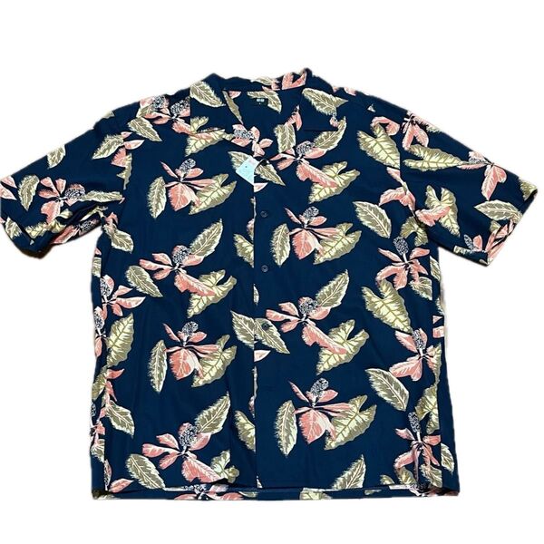 【新品】ユニクロ アロハ プリント オープンカラー シャツ 半袖 サイズL UNIQLO