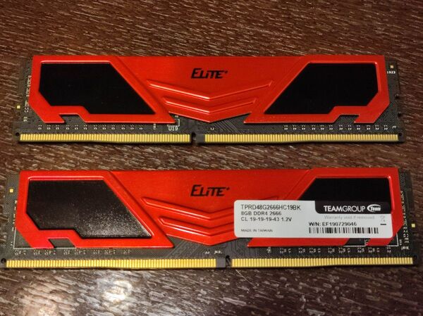 TEAM社製 ELiTE PLUS PC4-21300 16GB 8GB×2枚組 動作確認済 DDR4-2666 美品 メモリ