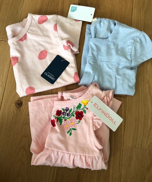 半袖Tシャツ チュニック 90cm 女の子 トップス 子供服 新品タグ付き 3枚セット