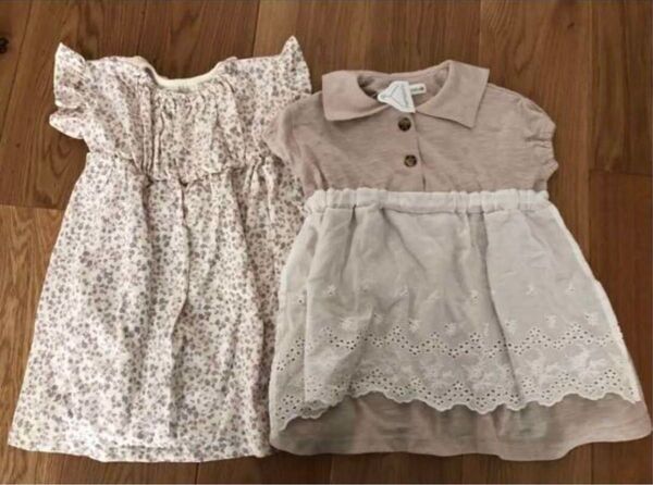 ママラク mamaraku ワンピース 2枚セット 新品 90cm 半袖ワンピ 女の子 子供服