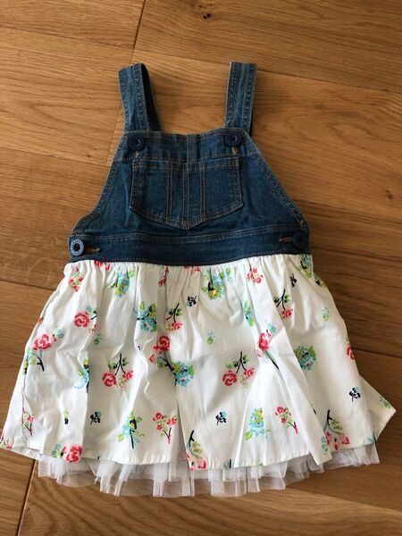 切り替えワンピース 花柄ワンピース デニムワンピース 90cm 水通しのみ レースワンピース ベビー服 ワンピース 女の子