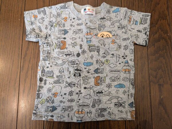 95cm アンパンマン 半袖Tシャツ グレー 綿100%
