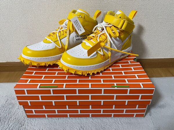 Off-White x Nike Air Force 1 Mid SP LTHR White and Varsity Maize