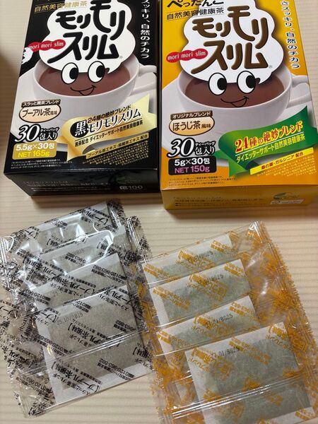 モリモリスリム ほうじ茶風味4とプーアル茶風味4