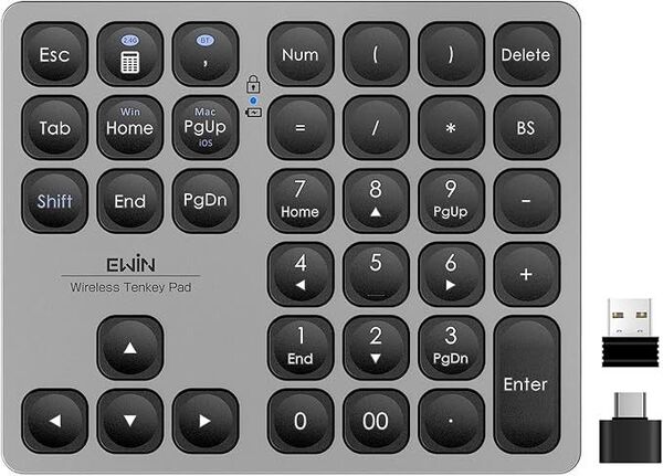 テンキー Bluetooth5.2 / 2.4G接続 2台接続 Mac対応テンキー ワイヤレス 数字キーボード Bluetooth