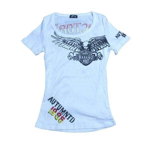 garnet/綿100%/Mサイズ/トップス/半袖/Tシャツ/ホワイト/ カットソー