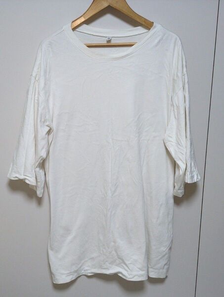 UNIQLO/チュニック/XL/トップス/白/ワンピース/五分袖/ ホワイト カットソー Tシャツ 長袖