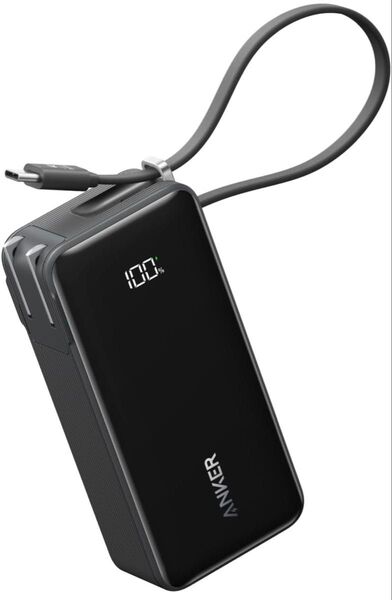 Anker Power Bank 10000mAh, Fusion, Built-In USB-C ケーブル ブラック
