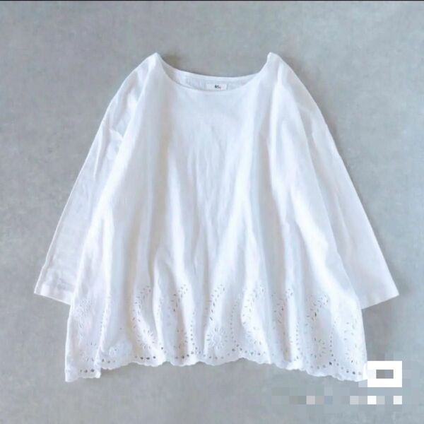 45rpm 綿100% レース刺繍入りクルーネックTシャツ(フリーサイズ)