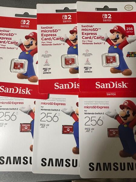 SanDisk Nintendo Switch2 SDカード3つ Samsung microSD Express Card 3つ