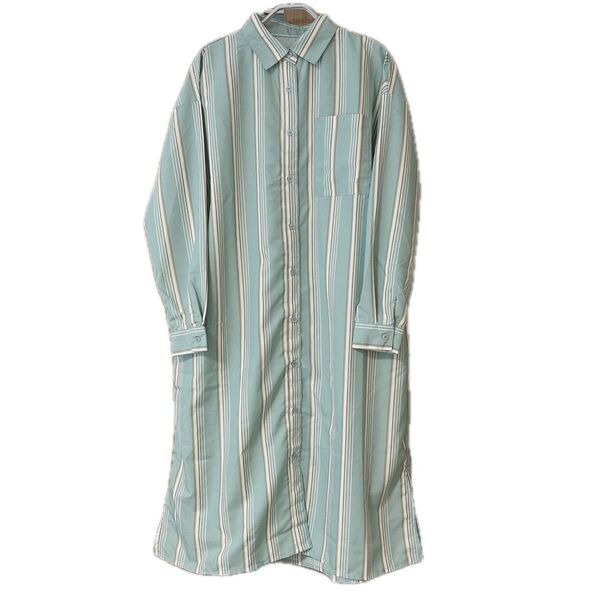 ロング丈 シャツワンピース ルームワンピ M オーバーサイズ レディース