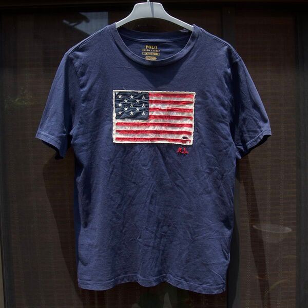 00s Polo Ralph Lauren アメリカ国旗 Tシャツ ネイビー