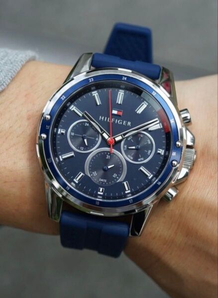 Tommy Hilfiger 腕時計 メンズ ネイビー ラバーベルト