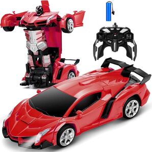 充電式 リモコン RCカー 警察車 モデルカー ロボットに変身でき スタントカー 車おもちゃ ラジコンカー