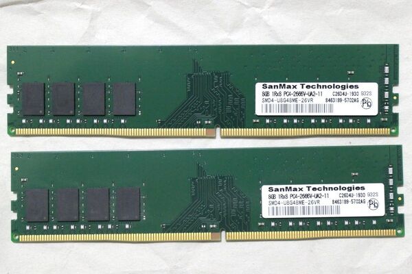 SanMax DDR4-2666 8GB 2本 16GBセット 動作確認済